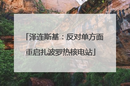 泽连斯基：反对单方面重启扎波罗热核电站